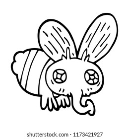 line drawing cartoon of a fly
