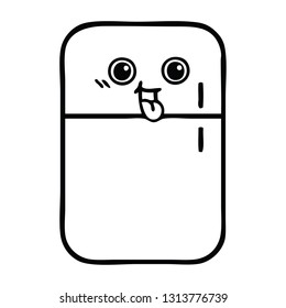 line drawing cartoon of a fridge freezer