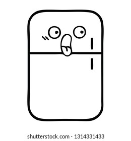 line drawing cartoon of a fridge freezer