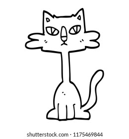 dibujo en línea de dibujos animados gato gracioso