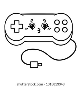 line drawing cartoon of a game controller