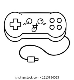 line drawing cartoon of a game controller