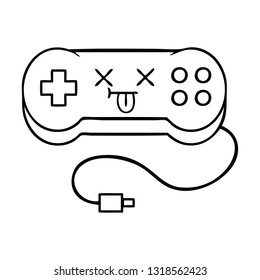 line drawing cartoon of a game controller