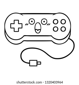 line drawing cartoon of a game controller
