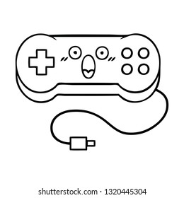 line drawing cartoon of a game controller
