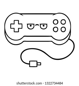 line drawing cartoon of a game controller
