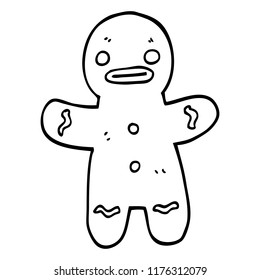 line drawing cartoon gingerbread man