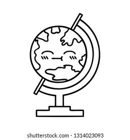 line drawing cartoon of a globe of the world