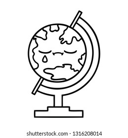 dibujo en línea de un globo terráqueo del mundo