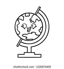 dibujo en línea de un globo terráqueo del mundo