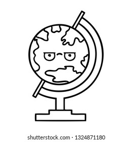 line drawing cartoon of a globe of the world