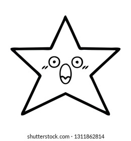 line drawing cartoon of a gold star