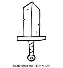 line drawing cartoon golden dagger