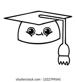 line drawing cartoon of a graduation hat