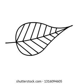 line drawing cartoon of a green leaf