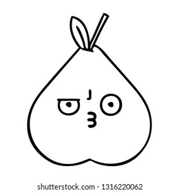 line drawing cartoon of a green pear