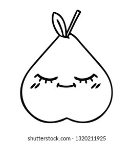 line drawing cartoon of a green pear