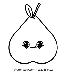 line drawing cartoon of a green pear