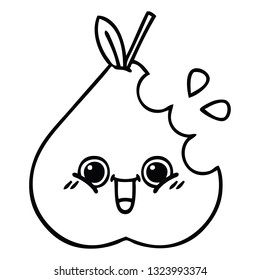 line drawing cartoon of a green pear