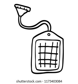 line drawing cartoon green tea string bag