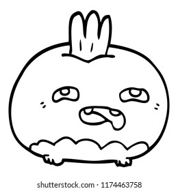 dibujo en línea caricatura de raíz feliz vegetal