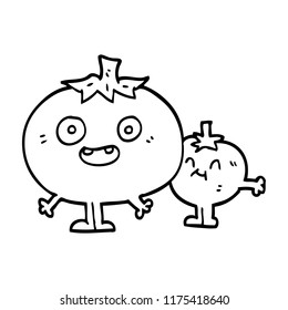 line drawing cartoon happy tomatoes