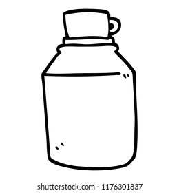 line drawing cartoon hot drinks flask