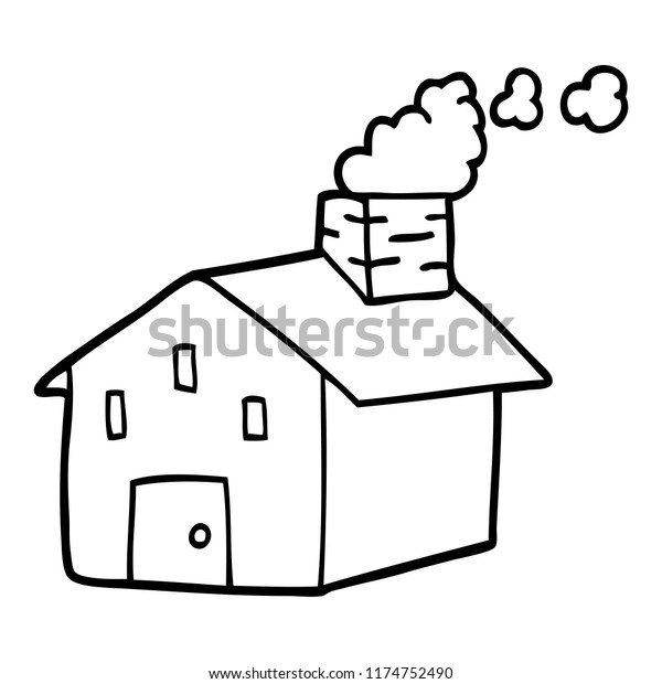 Line Drawing Cartoon House Smoking Chimney Stock Vector (Royalty Free ...