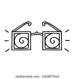line drawing cartoon of a hypnotic glasses