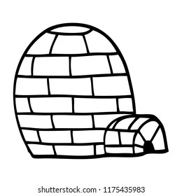 line drawing cartoon ice igloo