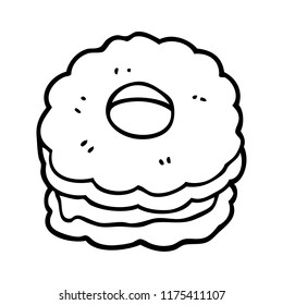 line drawing cartoon jammy biscuit