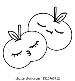 line drawing cartoon of a juicy apple