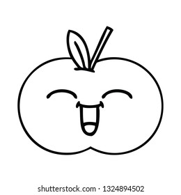 line drawing cartoon of a juicy apple