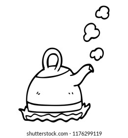 Line Drawing Cartoon Kettle On Stove Stock Vector (Royalty Free ...