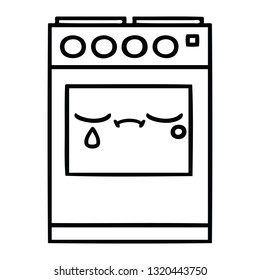 line drawing cartoon of a kitchen oven