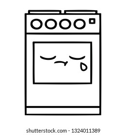 line drawing cartoon of a kitchen oven