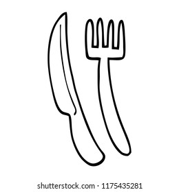 line drawing cartoon knife and fork