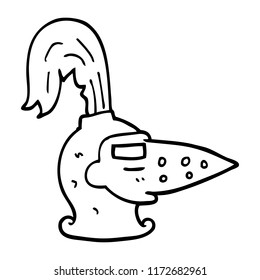 line drawing cartoon knights helmet
