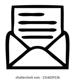 line drawing cartoon of a letter and envelope
