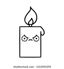 line drawing cartoon of a lit candle