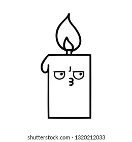 line drawing cartoon of a lit candle