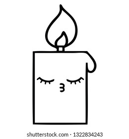 line drawing cartoon of a lit candle