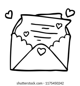 line drawing cartoon love letter