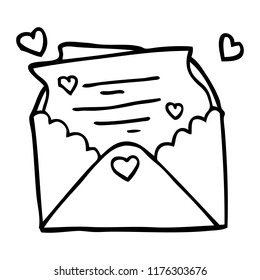 line drawing cartoon love letter