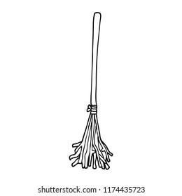 line drawing cartoon magic broom