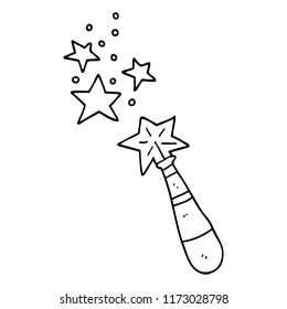 line drawing cartoon magic wand