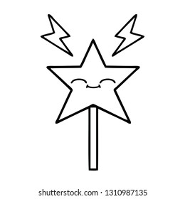 line drawing cartoon of a magic wand
