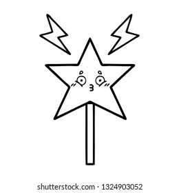 line drawing cartoon of a magic wand