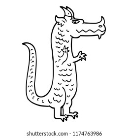 line drawing cartoon magical dragon