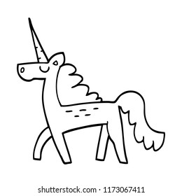 line drawing cartoon magical unicorn